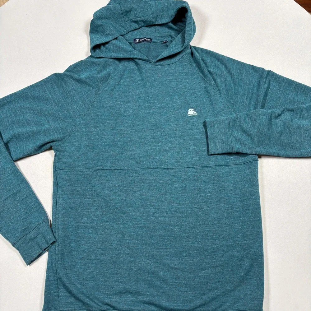 Turtleson Hoodie Mens Small Teal Heathered The Landings GC Performance Pullover